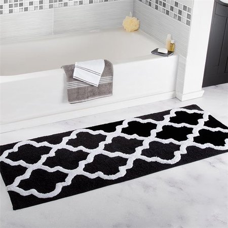 LAVISH HOME Lavish Home 67-0029-BL 24 x 60 in. 100 Percent Cotton Trellis Bathroom Mat - Black 67-0029-BL